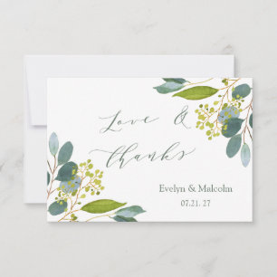 Wedding greenery, eucalyptus thank you card