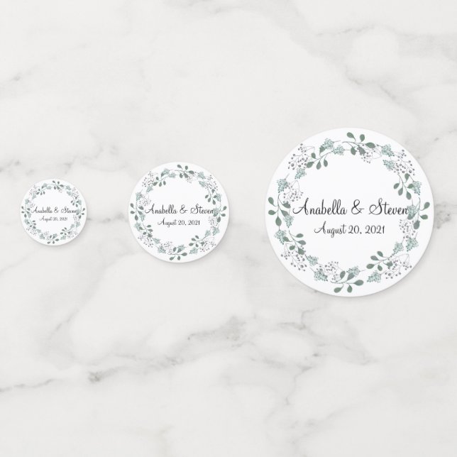 Wedding Greenery Foliage Leaves Botanical Wreath Confetti (Backs)