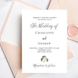 Wedding greenery ginkgo leaves simple luxury invitation