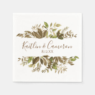 Wedding Greenery Napkins Typography (Brown)