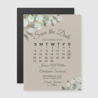 Wedding Greenery Save the Date Calendar Tan Taupe