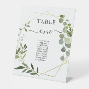 Wedding Greenery Seating Table  Pedestal Sign