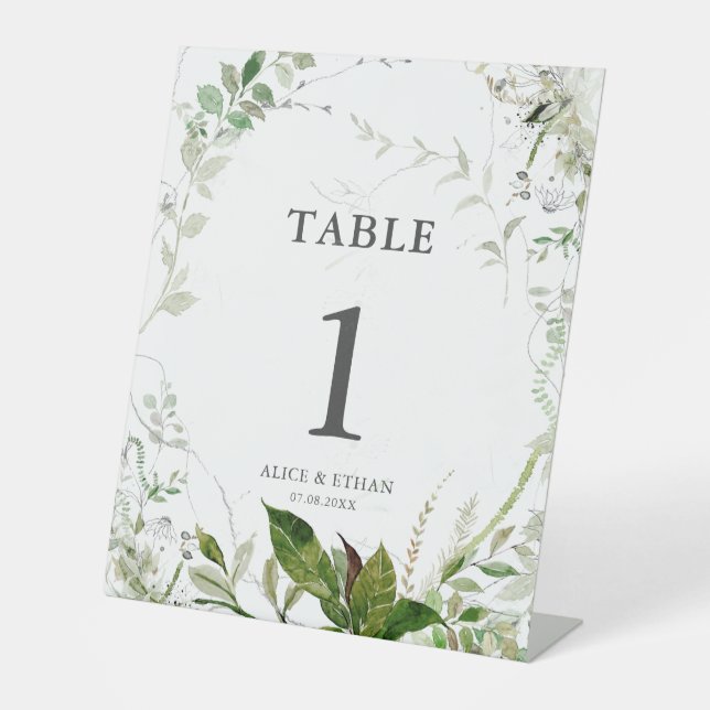 Wedding Greenery Seating Table  Pedestal Sign (Front)