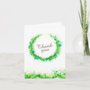 Wedding greenery wreath art thank you card