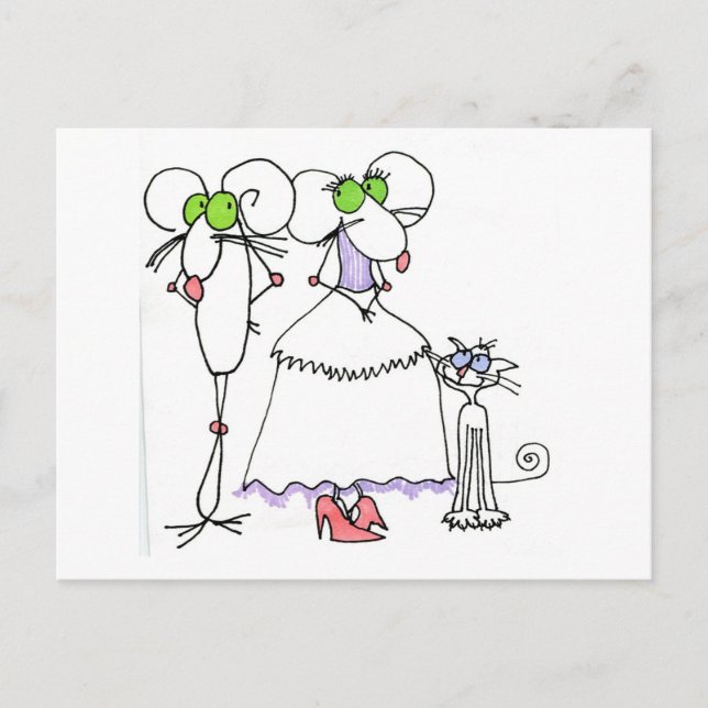 WEDDING GREETINGS MICE CRITTER & SKCAT POSTCARD (Front)