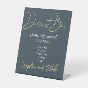 Wedding Grey and Gold Dessert Bar Pedestal Sign