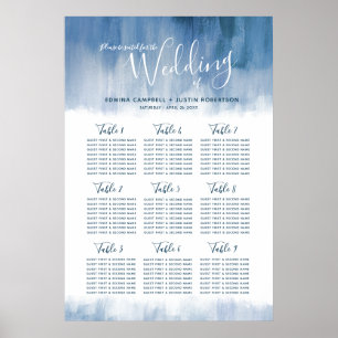 Wedding grey blue abstract table plan poster