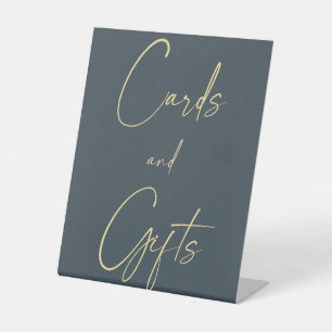 Wedding Grey & Gold Cards & Gifts Pedestal Sign