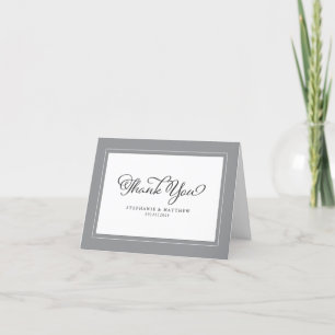 Wedding Grey White Modern Chic Borders Stylish Thank You Card