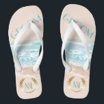 Wedding Groom FlipFlops | Modern Monogram Beach<br><div class="desc">Wedding Groom FlipFLops | Modern Monogram Geometric Beach Wedding | A modern twist on Beach Wedding invitations - Unique Wedding designed for theBarefootBride™ by ©WhimsicalArtwork™ features an offset terrarium style geometric shape with varying transparencies in the facets to allow the Tropical Ocean Beach background to show through in a variety...</div>