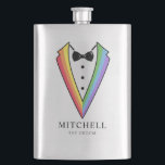 Wedding Groom Groomsman Gay Rainbow Tuxedo Hip Flask<br><div class="desc">Wedding Groom Groomsman Gay Rainbow Tuxedo Flask</div>