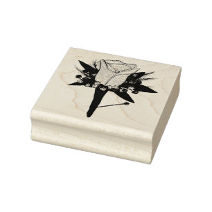 Wedding Groom Prom Date Rose Boutonniere Flower Rubber Stamp
