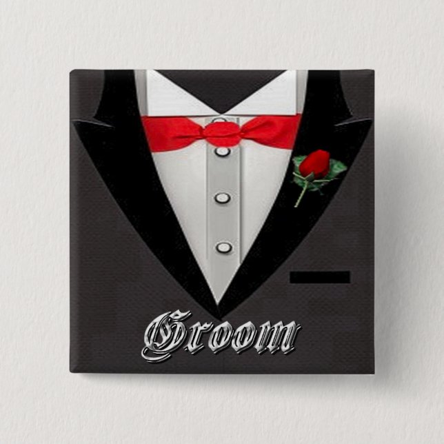 Wedding Groom Tuxedo Button (Front)