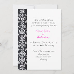 wedding, Groom's parents invitation black damask