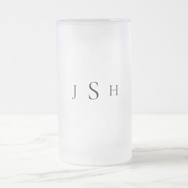 Wedding Groomsman Custom Monogram Frosted Glass Beer Mug (Center)