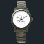 Wedding Groomsman Gift Elegant Monogram Cool Black<br><div class="desc">Wedding Groomsman Groomsmen Gift Elegant Monogram Cool Black Sportsman's Watch. Click Personalise this template to customise it with the monogram initial, name, and date quickly and easily. Wedding Groomsman Gift Elegant Monogram Cool Black Watch, is part of the Groomsman Gift Collection in this store. 30 Day Money Back Guarantee. Ships...</div>