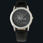 Wedding Groomsman Gift Modern Monogram Cool Sports Watch<br><div class="desc">Wedding Groomsman Groomsmen Gift Modern Monogram Cool Sports Watch. Groomsman modern vintage monogram initial name and date classic cool watch. Click personalise this template to customise it quickly and easily. 30 Day Money Back Guarantee. Ships Worldwide fast. Wedding Groomsman Gift Modern Monogram Cool Sports Watch. Created by artist RjFxx *All...</div>