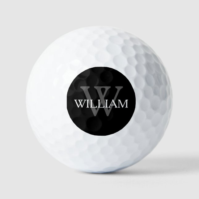 Wedding Groomsman Gift Modern Monogram & Name Cool Golf Balls (Front)