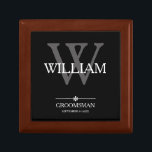 Wedding Groomsman Gift Name Date Elegant Cool Gift Box<br><div class="desc">Wedding Groomsman Groomsmen Gift Monogram Initial Plus Name And Date Elegant Cool Keepsake Gift Box. Click personalise this template to customise it with your monogram last name initial, your first name and date quickly and easily. Matching Groomsman Gift items in Groomsman Gift Collection in this store. Ships Worldwide fast. Wedding...</div>
