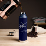 Wedding Groomsman Groomsmen Gift Chic Monogram  Water Bottle<br><div class="desc">Wedding Party Gifts Groomsman Groomsmen Gift Chic Monogram Cool Navy Blue Stainless Steel Water Bottle. Add an extra special touch with a Thank You monogrammed gift specially for your Groomsman. Click personalise this template to customise it with your own Groomsman monogram last name initial, the first name and the marriage...</div>