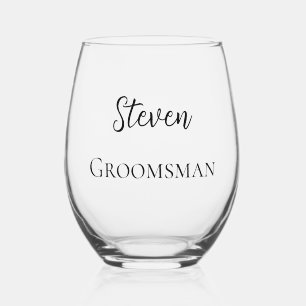 Wedding Groomsman Personalised Customisable Stemless Wine Glass