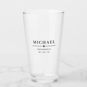 Wedding GROOMSMAN Personalised Name & Date Pint Glass