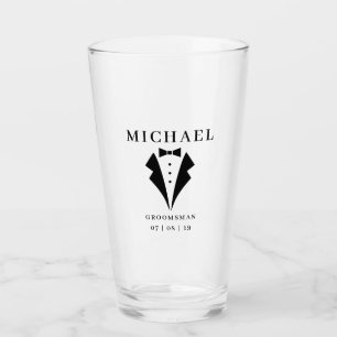 Wedding GROOMSMAN Personalised Tuxedo Pint Glass