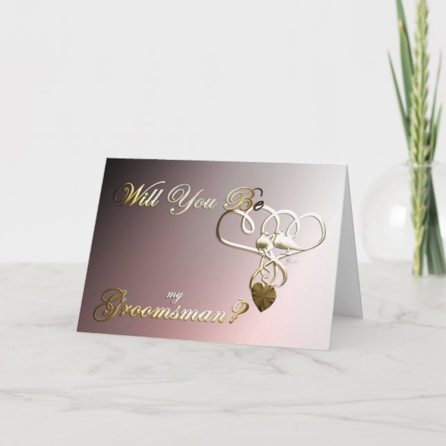 Wedding Groomsman proposal invite golden doves wed (Front)