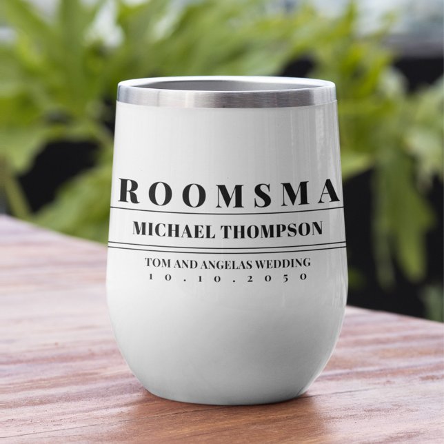 Wedding Groomsmen Personalised Simple (Custom personalized Groomsman Modern bold lettering wine tumbler)