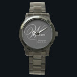 Wedding Groomswoman Gift Modern Monogram Cool  Watch<br><div class="desc">Wedding Groomswoman Gift Modern Monogram Cool Sporty Black Watch. Groomswoman modern vintage monogram initial name and date classic cool sporty watch. Click personalise this template to customise it quickly and easily. 30 Day Money Back Guarantee. Ships Worldwide Fast. Wedding Groomswoman Gift Modern Monogram Cool Watch. Created by artist RjFxx *All...</div>