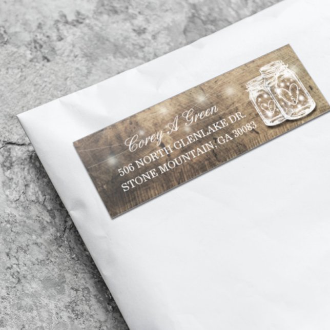 Wedding Guest Address Mason Jars Wood String Light (Creator Uploaded)