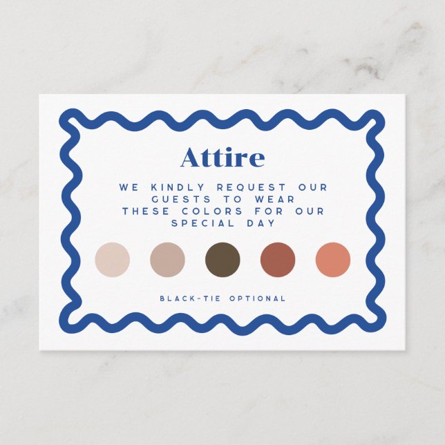 Wedding Guest Attire Card Wedding Colour Palette (Front)