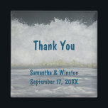 Wedding Guest Beach Ocean Ceremony Thank You Magnet<br><div class="desc">Create a unique guest favour for your beach wedding with this inexpensive magnet.  The square magnet features a photo of a wave rolling towards the shore.  "Thank You",  the bride and groom's names,  and the wedding date can quickly be customised.</div>