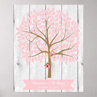 Wedding Guest Book Alternative Tree, pink leaves