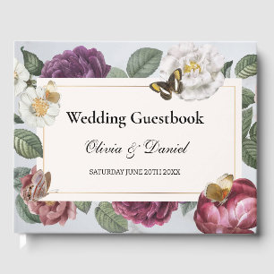 Wedding Guest Book Bloom Butterfly Floral Vintage