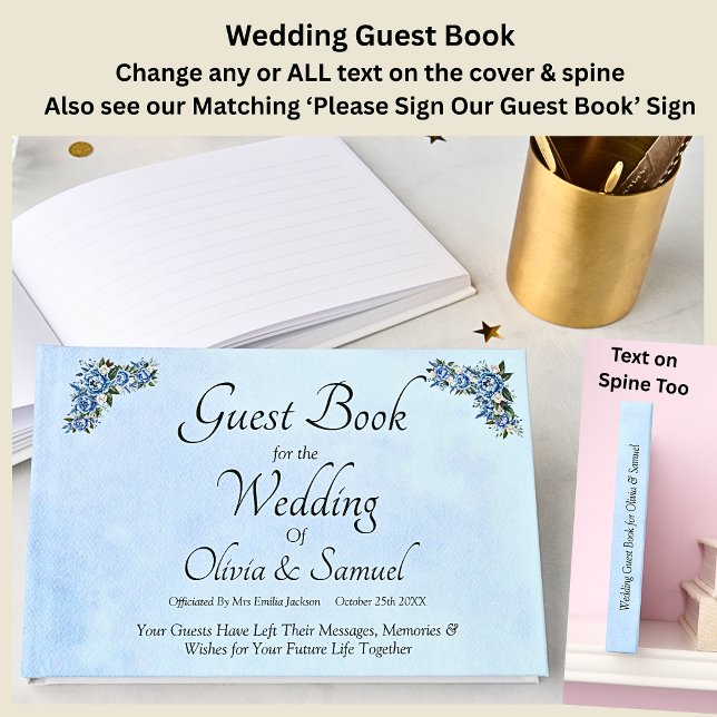 Wedding Guest Book  Blue Peony (Creator Uploaded)