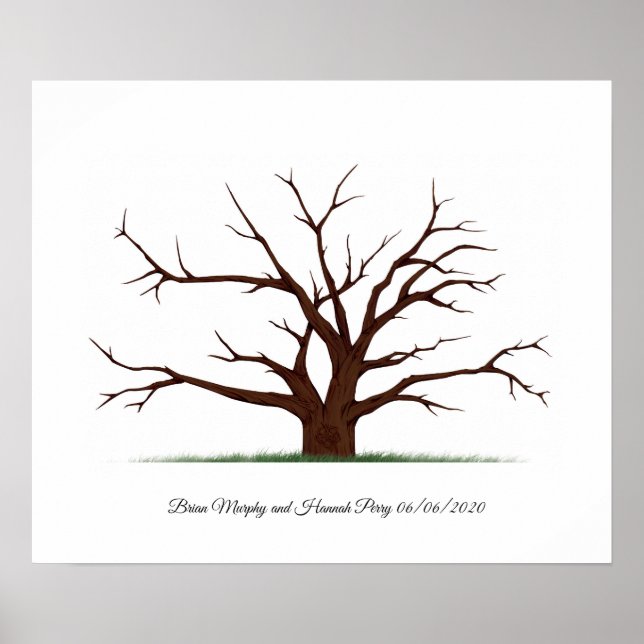 Wedding Guest Book Brown Fingerprint Tree (Front)