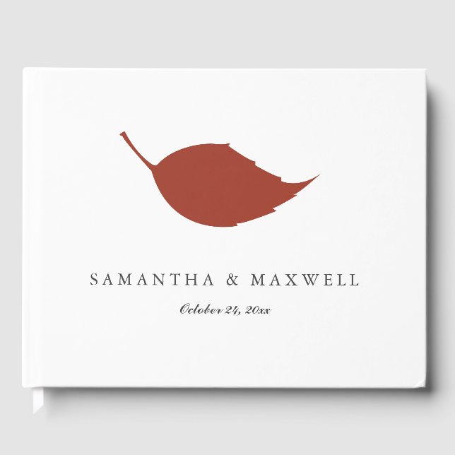 Wedding Guest Book Burnt Orange Leaf (Front)