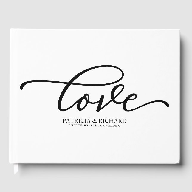Wedding Guest Book Chic Black Script (Front)
