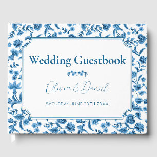 Wedding Guest Book  Chintz Blue & White Floral 