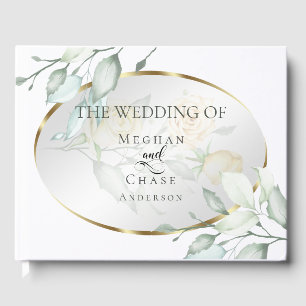 Wedding Guest Book Elegant Pale Yellow Rose