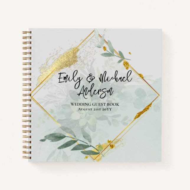 Wedding Guest Book - Eucalyptus Botanical Gold (Front)