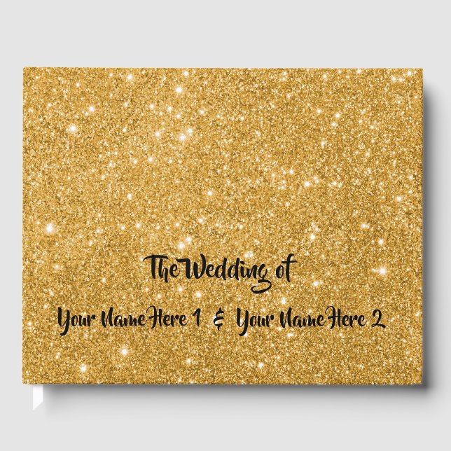 Wedding Guest Book Gold Sparkle (Front)