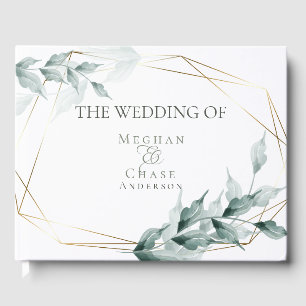 Wedding Guest Book Greyed Jade Green Botanical