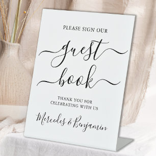 Wedding Guest Book Modern Calligraphy Pedestal Sign