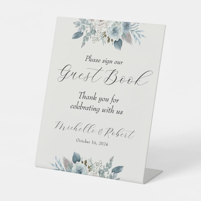 Wedding Guest Book Pedestal Sign (Front)