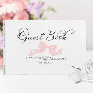 Wedding Guest Book Pink Bow Calligraphy