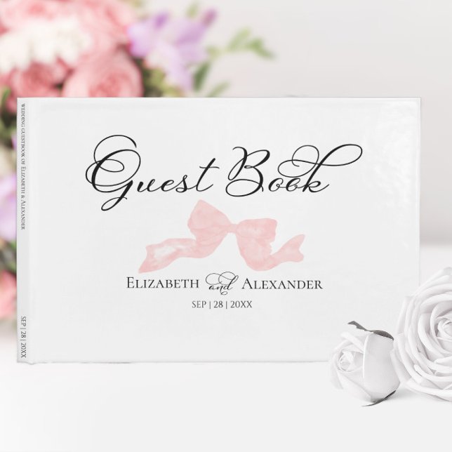 Wedding Guest Book | Pink Bow Calligraphy (Creator Uploaded)