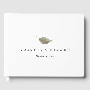 Wedding Guest Book Sage Green Leaf
