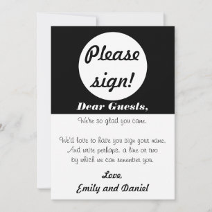 Wedding Guest Book Sign Black White Polka Dots